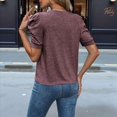 thumbnail image 3 of Suéter de Corta Abullonada para Mujer, Tops de y Verano 2025, Conjuntos de Punto, Camisa de Cuello Redondo, Blusas Burdeos M, 3 of 4