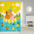 thumbnail image 2 of Manfei Cartoon Swimming Capybara Shower Curtain 72Wx78L, Summer Pool Bath Curtain, Blue Yellow, 2 of 5