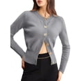 thumbnail image 3 of Cardigan for Women Spring Long Sleeve Button Down Work Office Sweaters Cute Winter Jacket Gray M, 3 of 9