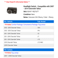 thumbnail image 2 of Headlight Switch - Compatible with 2007 - 2014 Chevy Tahoe 2008 2009 2010 2011 2012 2013, 2 of 2