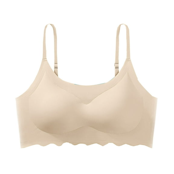 LYEAA Padded Bras for Women No Wires Soft Push up Everyday Bras Wireless Support Solid Lift Sleep Bras Comfortable Wirefree Breathable Shaping Daily Pullover Bralette Beige M