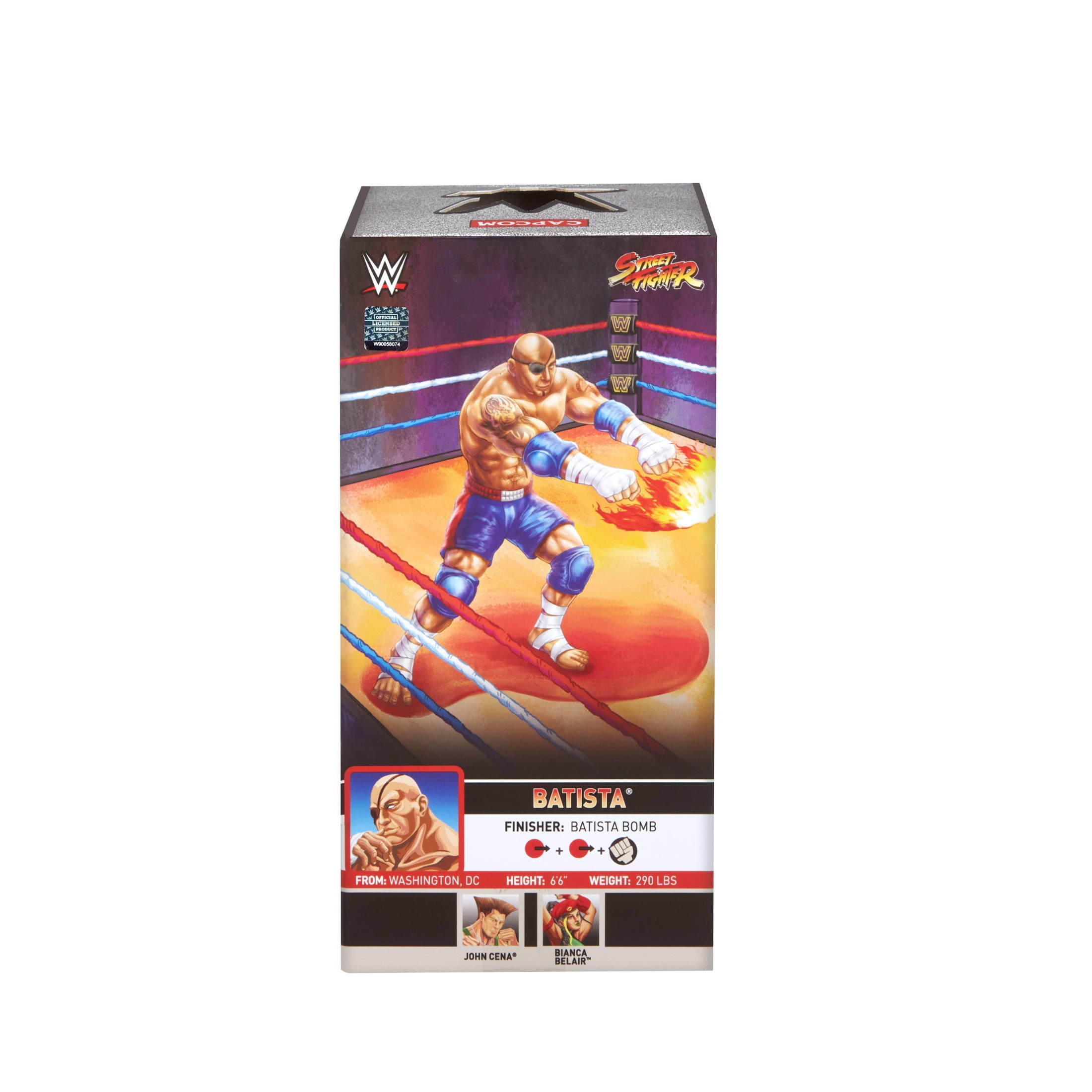 WWE X Street Fighter Batista Action Figure & Accessories, 6-inch Collectible Sagat Mashup Set