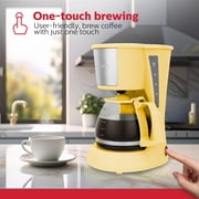 Holstein Housewares 5 Cup Drip Coffee Maker - Yellow - Auto Pause and Serve, Removable Filter Basket, View Water Window - Perfect for Brewing Rich-Tasting Coffee at Home