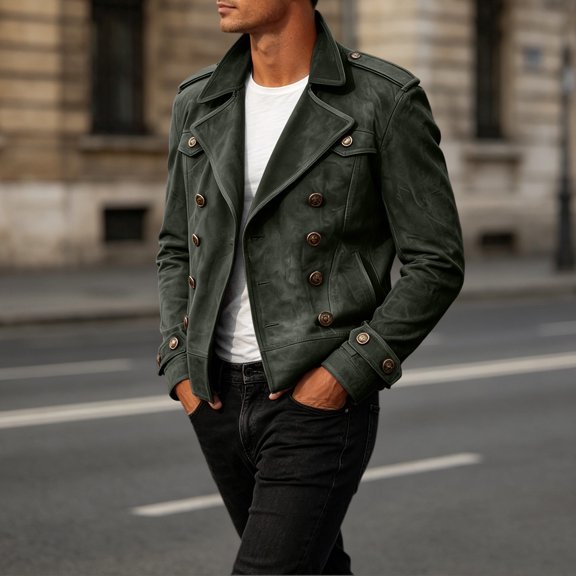 DayScoop Mens Jackets Long Sleeve Outerwear Winter Fashion Casual Fall Solid Outwear Double Breasted Outer Tops