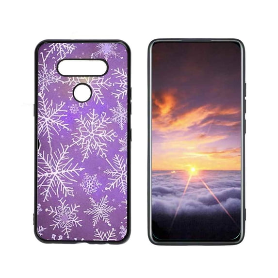 Christmas-Snow-96-49 Phone Case, Degined for LG Q51 Case Men Women, Flexible Silicone Shockproof Case for LG Q51