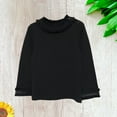 thumbnail image 2 of Kidsy Girls Frilled Neck And Cuffs Peruvian Cotton T-Shirt – Long Sleeve, Crewneck – Black, 5T, 2 of 4