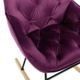 thumbnail image 7 of Velvet Rocking Chair, Modern Nursery Rocking Armchair with Metal Frame and Solid Wood Base, Comfy Upholstered Mid-Back Accent Glider Rocker Single Sofa Chair for Home Living Room Bedroom, Purple, 7 of 7