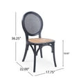 thumbnail image 4 of Vintage Black Rattan Dining Chairs (Set of 2) - Elm Wood Frame, Cane Back, 17.75" Wide, Matte Black, for Kitchen & Dining Room., 4 of 13