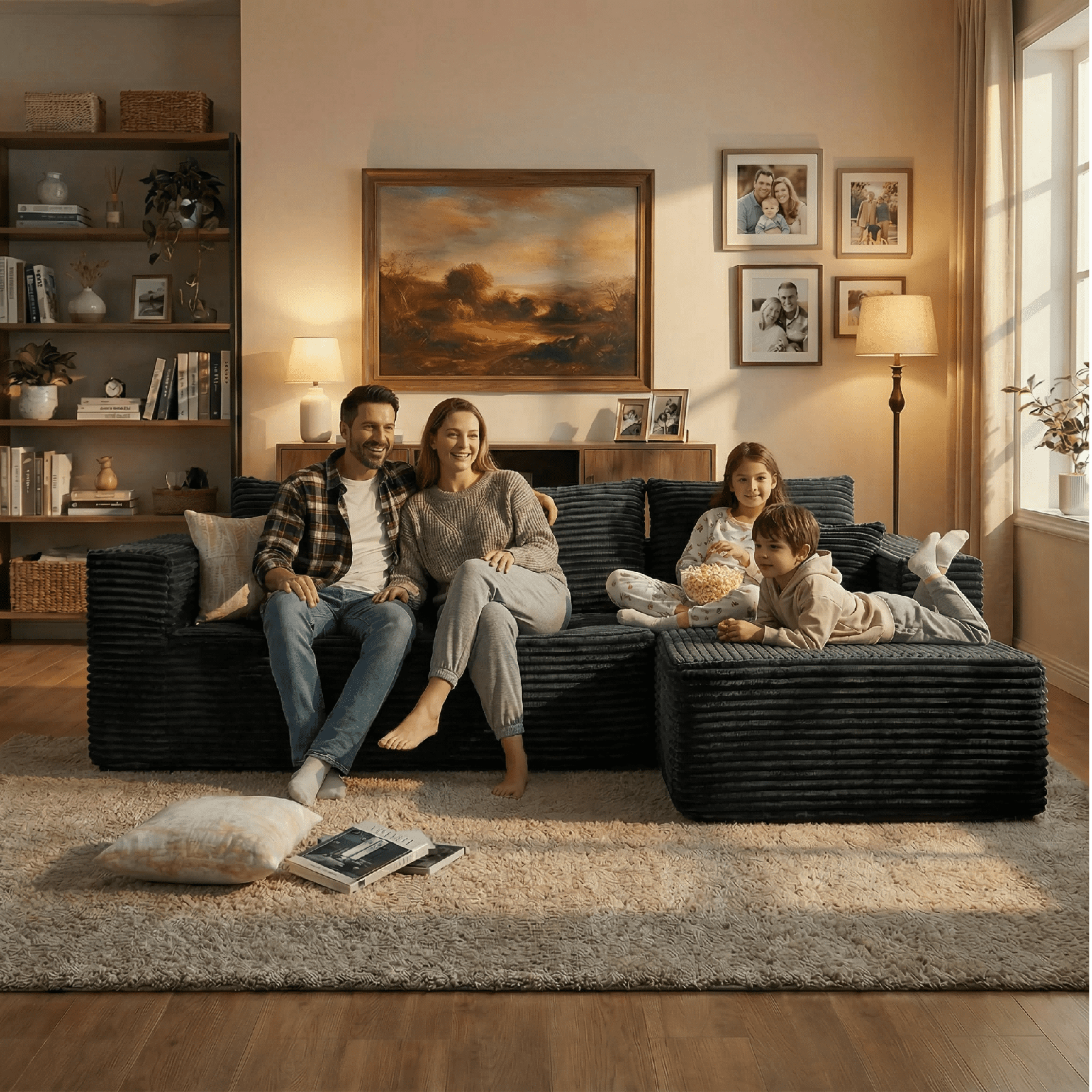 Cubente 108" Modular Sectional Sofa, Cloud Couch with 3 Deep Seat, Indoor Modern L-Shape Sofa Couch, Boneless Couch Compressed Sofa for Living Room Bedroom