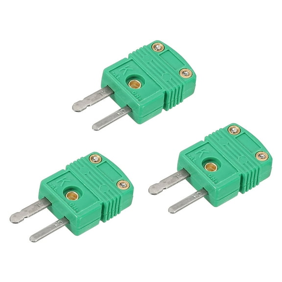 K Type Thermocouple Wire Connectors Male Plug Adapter High Temperature 220°C(428°F) Green 3pcs