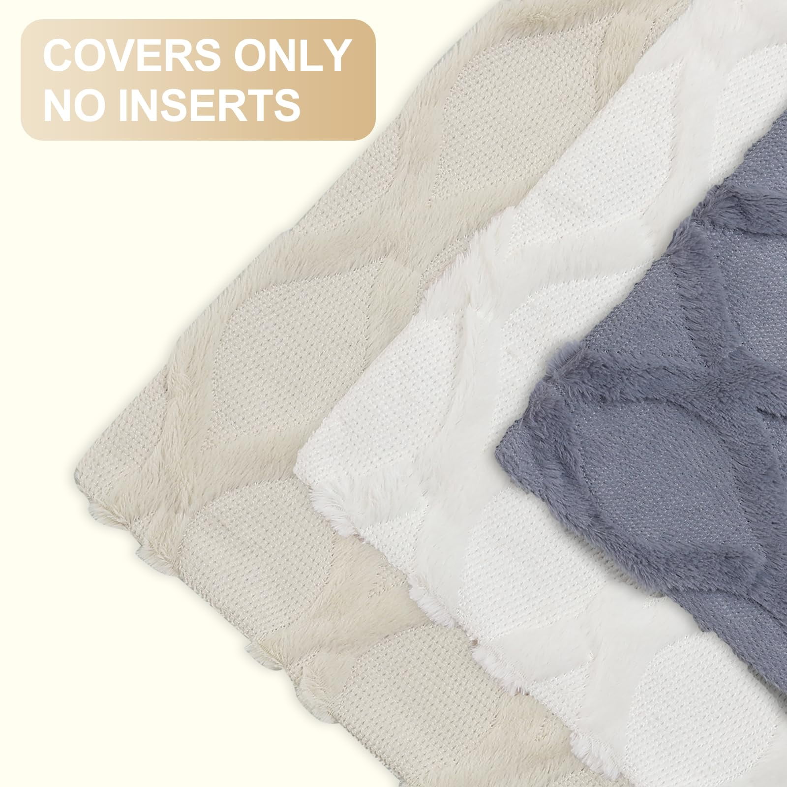 decorUhome Decorative Throw Pillow Covers 20x20 Set of 2, Soft Plush Faux Fur Wool Pillow Covers for Couch, Blue Grey