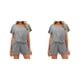 thumbnail image 4 of Qarigey 2 unids/set de camiseta para mujer, pantalones cortos, deportes, Fitness, traje para niñas, fiesta de vacaciones en la playa, traje Gris L 2Conjunto, 4 of 6