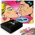 thumbnail image 2 of Ambesonne Kiss Me Jigsaw Puzzle Durable Cardboard, Young Pop Art Couple, 1000 pcs, Multicolor, 2 of 5