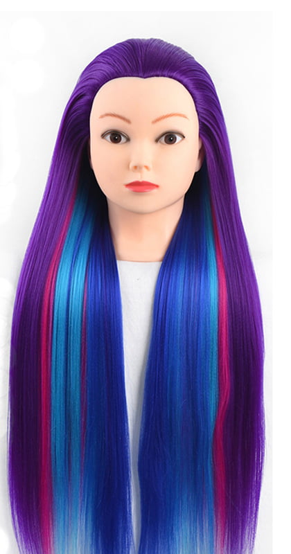 Wiueurtly Extension Holder Doll Head for Hair Styling Kids with Stand  Colored Hair Extensions, Multi-colors Party Highlights Clip In Synthetic  Hair