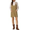 thumbnail image 1 of Vestido de mezclilla sin mangas casual para mujer Inspire Chic, con tirantes ajustables, mini vestido XS en caqui oscuro, 1 of 6