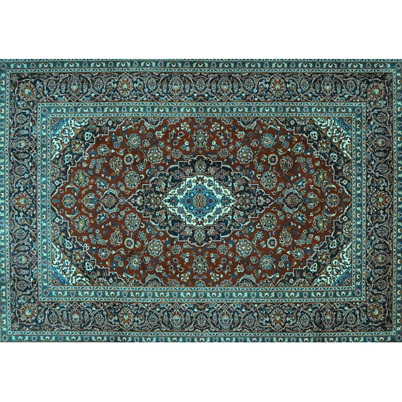 Ahgly Company Indoor Rectangle Medallion Light Blue Traditional Area Rugs, 2' x 4'