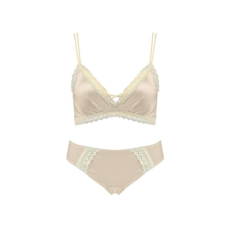 

ZMHEGW Womens Bras Ladies Elegant Lace Set Pure Color Triangle Cup Lingerie Set Comfort Style Every Seamless Bralettes Underwear