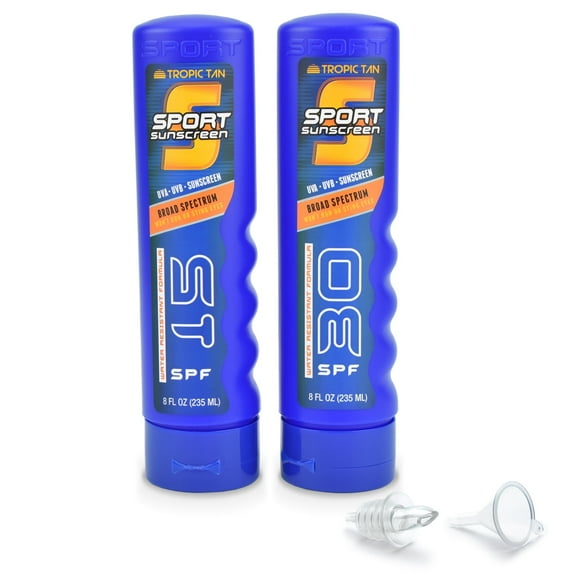 GoPong Sport Bottle Sunscreen Flask 2 Pack (16 oz Total) - Hidden Alcohol Travel Flasks - Secret Liquor Containers