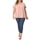 thumbnail image 2 of GRACE & GRANDEUR Blusas de Talla Grande para Mujeres con Frente Plisado y Mangas con Volantes, Blusa con Cuello de Botón, Camiseta Casual Elegante 1X Rosa, 2 of 6