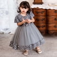 thumbnail image 5 of JIAYUE Girls Dresses Ball Gown Short Sleeve Crew Neck Sparkling Fairy For Toddlers Glitter Bowknot Floral Party Stylish Infant Kids Dress, 5 of 9