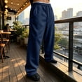 thumbnail image 5 of Havenx Sweatpants for Men Straight Wide Leg Drawstring Jogging Pants with Pockets Elastic Waist Open Bottom Sweatpant Gym Lounge Athletic Workout Fall Winter Pant,Navy S, 5 of 7