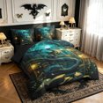 thumbnail image 2 of meiyoeat Moon Library Dragon Full Size Bedding Sets for Men Boys, Mystic Woodland Animal Full Size Bed in a Bag, Green, Black Reversible, 7pcs, 2 of 5
