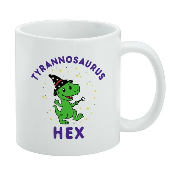 Tyrannosaurus Hex T-Rex Wizard Witch Funny Humor White Mug
