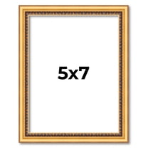 5x7 Frame Beaded Gold Solid Wood Picture Frame | 0.75 Inches Moulding Width | Liscio Oro