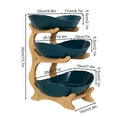 thumbnail image 2 of 3 Tier Plastic Fruit Bowl with Bamboo Wood Stand for Kitchen Counter, Porcelain Fruit Basket for Vegetable Storage, Snack Dessert Cake Tray Plate Rack for Party Wedding - Green, 2 of 5