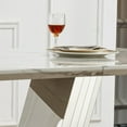 thumbnail image 6 of Modern Dining Table 70" Rectangular Kitchen Table with Imitation Marble Grain MDF Wooden Top & Iniregular Silver Base,Faux Marble Dinner Furniture for Kitchen Dining Room/Meeting Room, 6 of 9