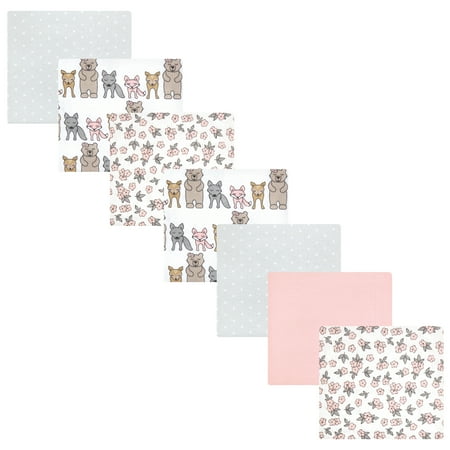 Luvable Friends Hudson Baby Flannel Receiving Blankets 7pk, Woodland Bloom Pink