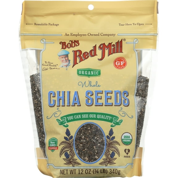 Bob's Red Mill, Organic Whole Chia Seeds, 12 oz (340 g) (Pack of 2)
