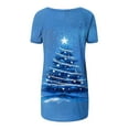 thumbnail image 4 of Camiseta Impresa con Cuello en V de Manga de Raglan de la Parte Trasera Larga Delantera Corta de las Mujeres de Navidad, Vacaciones Informales, 4 of 5