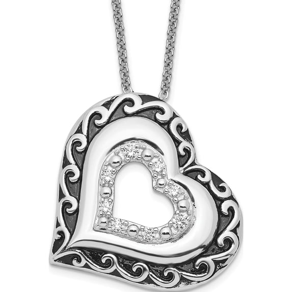 Sterling Silver Cz Antiqued Mother Of The Bride 18In. Necklace Made In China qsx660