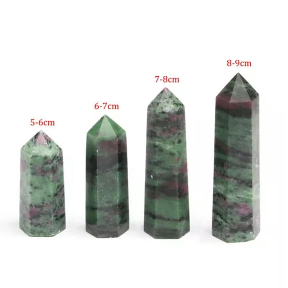 HOOUN Natural Epidote Quartz Obelisk Crystal Wand Tower Point Reiki Healing Specimen-8~9cm