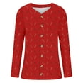 thumbnail image 4 of Christmas Outfits Womens Loose Ribbed Knit Sweater Cardigans Button Up Long Sleeve Xmas Printed Holiday Clothes (M, Red), 4 of 5