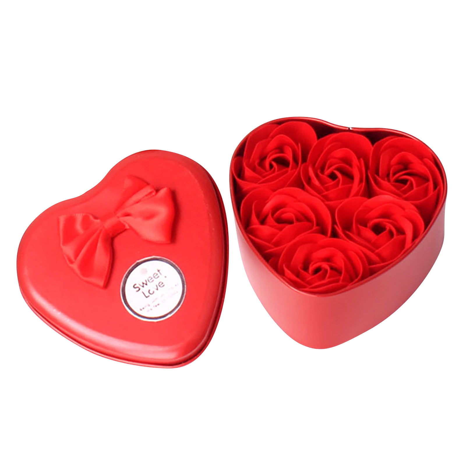 Fake Flowers On Clearance 6 Roses Soap Flower Tin Box Valentine's Day