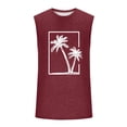 thumbnail image 4 of RYDCOT Men's Quick Dry Workout Cotton Tank Top Gym Muscle Tee Fitness Bodybuilding Palm Tree Print Sleeveless T Shirt Wine, 4 of 5