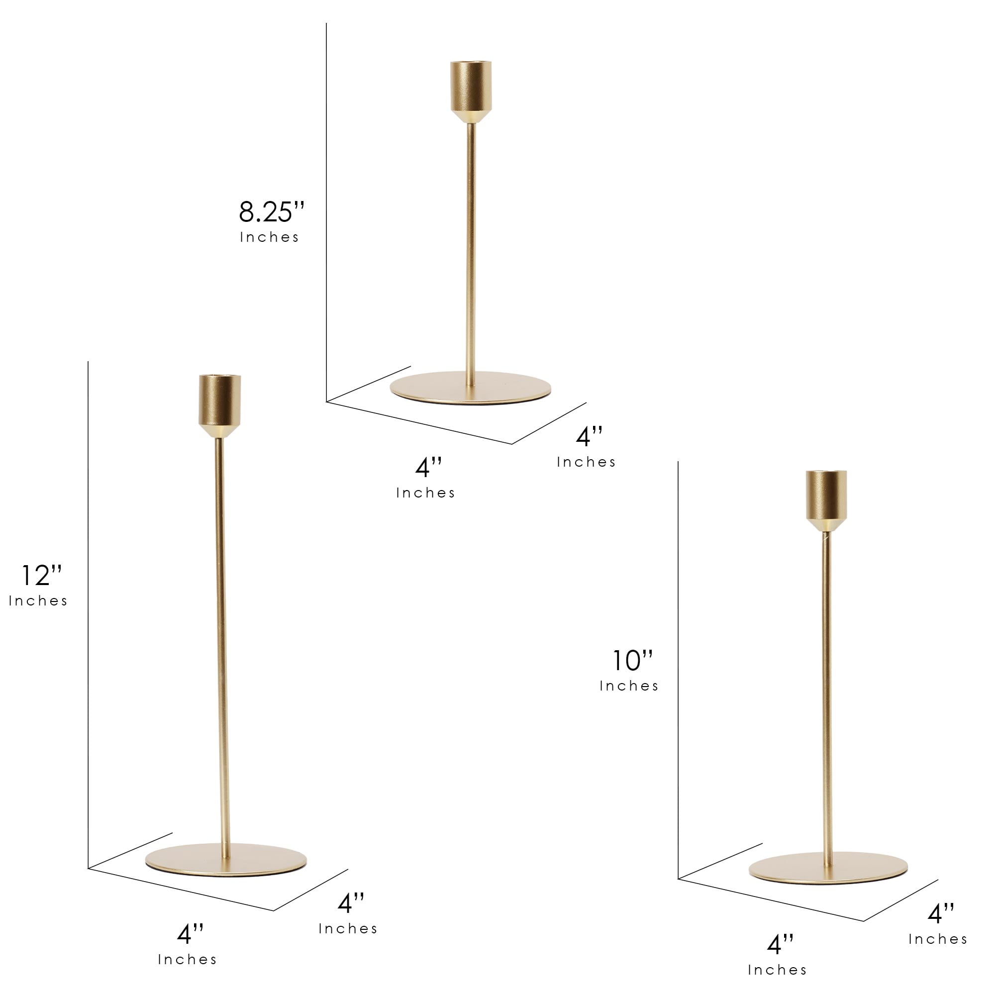 Crystal Art Gallery - 3-Pc Set Gold Metal Candle Stick Holder