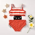 thumbnail image 3 of GYRATEDREAM Baby Toddler Girls Swimsuit Swimming Costume One-Piece Cute Stripe Sleeveless Ladybug Print Bathing Suit Outfits 5-6 Years, 3 of 4