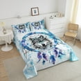 thumbnail image 4 of Wild Wolf Twin Bedding Sets Teens Adults Safari Animal Print Comforter Set,Hippie Dream Catcher Bedding Comforter Sets Navy Gradient Duvet Insert,Boho Feather Down Comforter, 4 of 7
