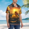thumbnail image 3 of Sikiie Cartoon Swimming Yellow Duck Print Men's Hawaiian Shirt, Summer Beach Button Pocket Short Sleeve T-Shirt,Medium, 3 of 7