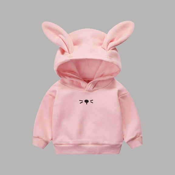 HOMADLES Toddler Girls Hoodie Soft Cute Ear Long Sleeve Pullover for Baby Girls Casual Fashion Hooded Sweatshirt Pink 9 Months