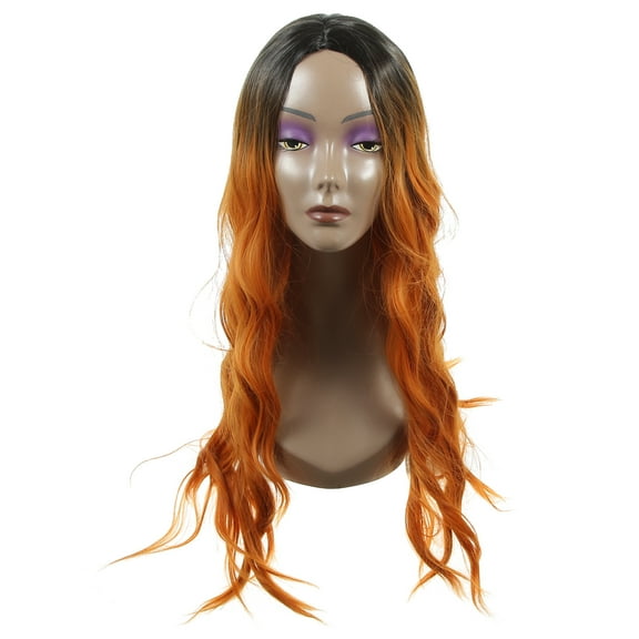 Unique Bargains Wigs for Women 28" Orange Curly Wig with Wig Cap