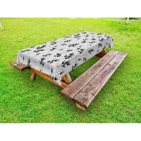 

Asian Outdoor Tablecloth Monochrome Bamboo Pattern with Leaves Asian Foliage Elements Chinese Forest Design Decorative Washable Fabric Picnic Tablecloth 58 X 120 Inches Black White by Ambesonne