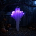 thumbnail image 4 of SLYNSHome Light Up Hanging Ghost Ornament, White Gauze Glowing Ghost Decor, Spooky Hanging Prop For Front Door Yard Porch Indoor Outdoor Halloween Holiday Party Decoration, 4 of 7