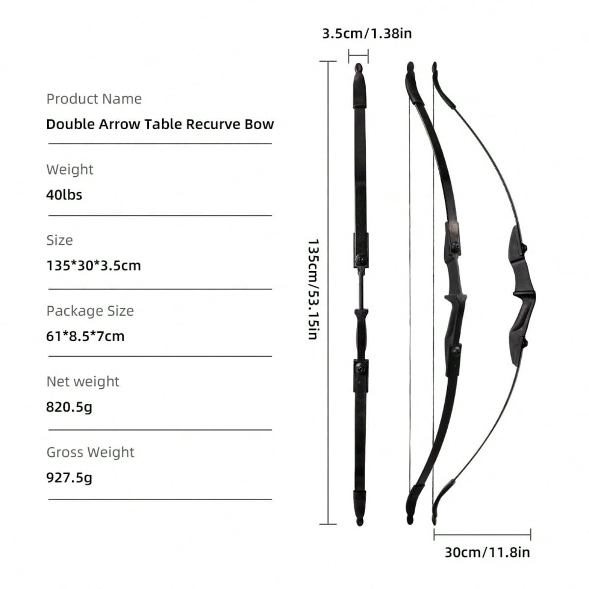 Adult Youth Recurve Bow Kit, 53 Inch 40 LBS Takedown Bow, Universal Left & Right Hand Archery Bow and 6 Arrows for Outdoor Target Practicing