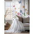 thumbnail image 4 of Sheer Curtains 63 Inch Length, Spring Floral Semi Sheer Curtains Light Filtering Window Treatment, Pink Blue Flowers Botanical Butterflies Privacy Voile Drapes for Living Room Bedroom 52x63 Inch, 4 of 7