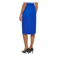 thumbnail image 2 of CALVIN KLEIN Womens Blue Zippered Pocketed Tie Belt Back Slit Lined Below The Knee Wear To Work Pencil Skirt Petites 14P, 2 of 4