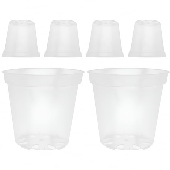 ACDANC 6 Pcs Clear Plastic Orchid Pots, 4 Inch Transparent Indoor Planters with Drainage Holes for Houseplants
